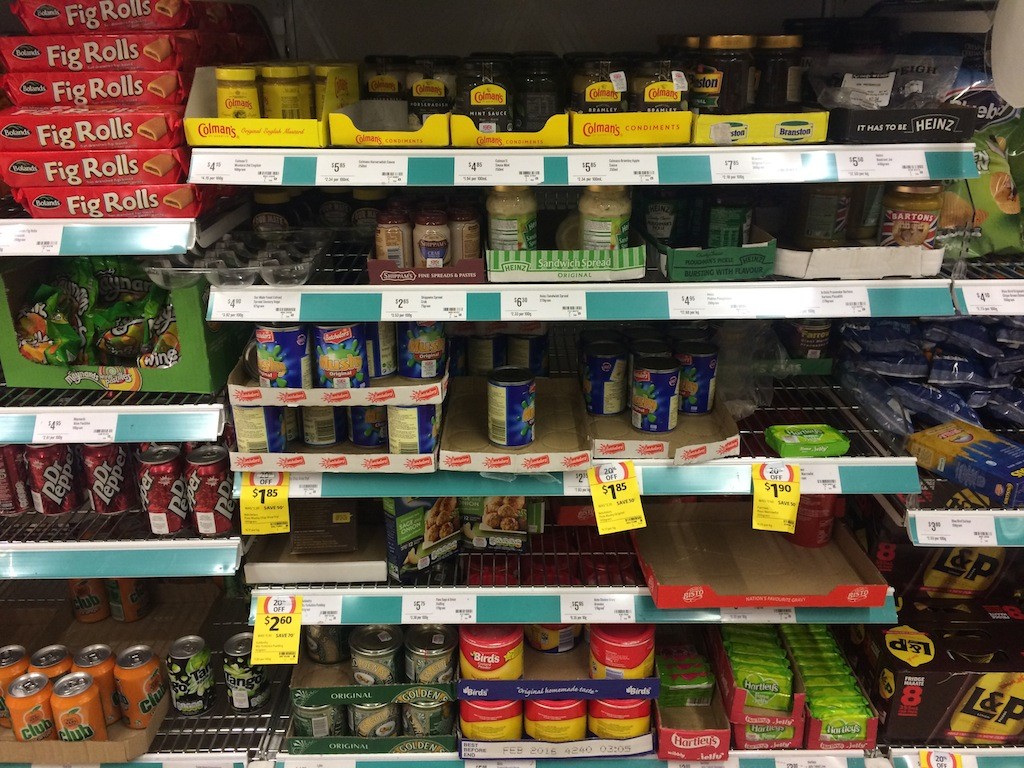 The 'British' aisle at Coles - we have Birds custard and everything!