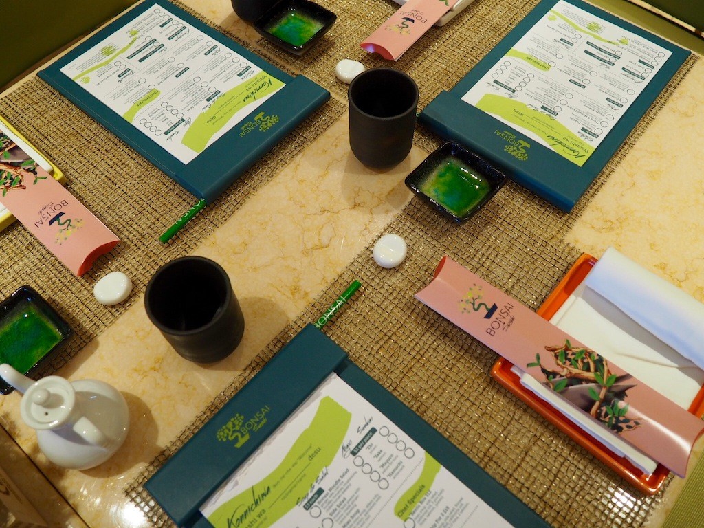 Perfectly laid table at Bonsai Sushi