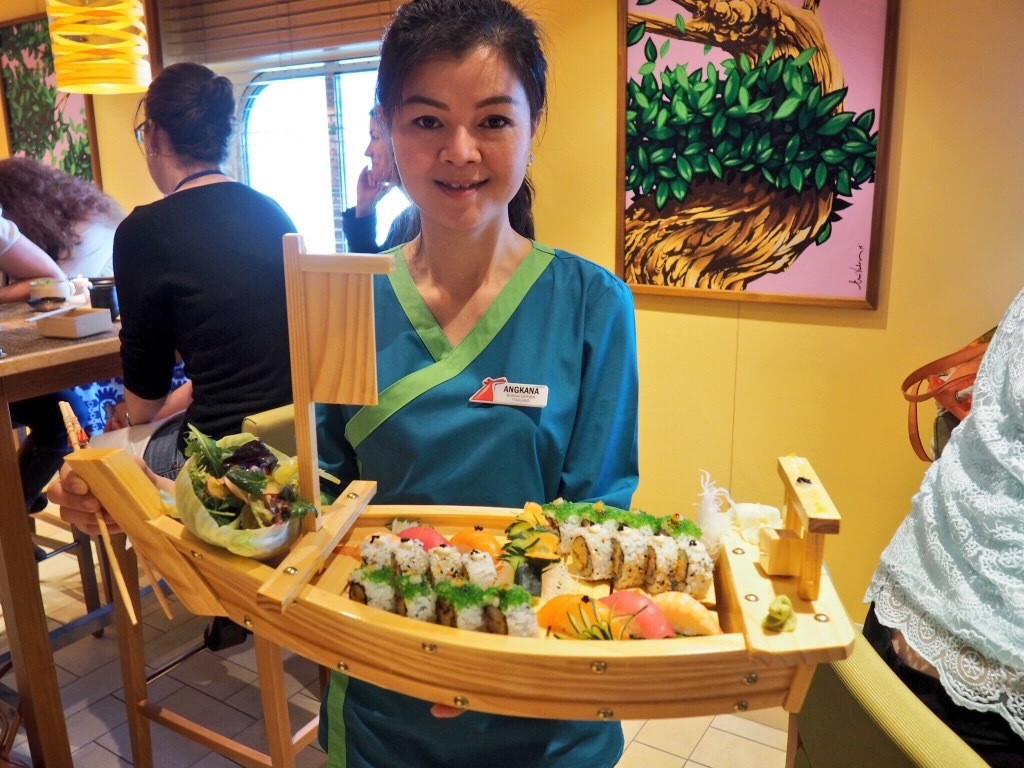 Sushi on a boat, on a ship! The servers were incredibly sweet too.