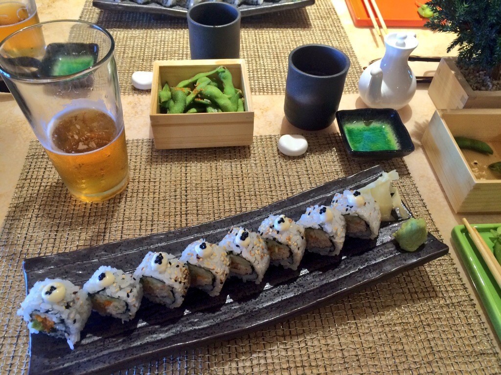 One of the very generous sized sushi rolls