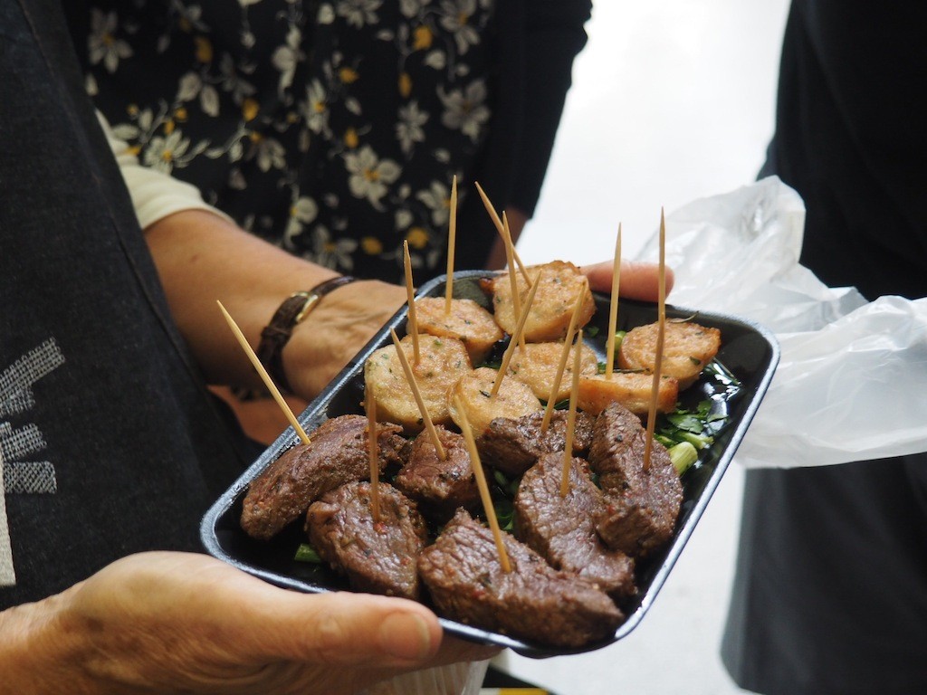 Then came the meats - a perfectly cooked kangaroo steak and chicken sausage (surprisingly good)