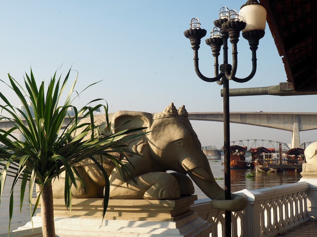 Elephants watch over the Riverside Terrace.