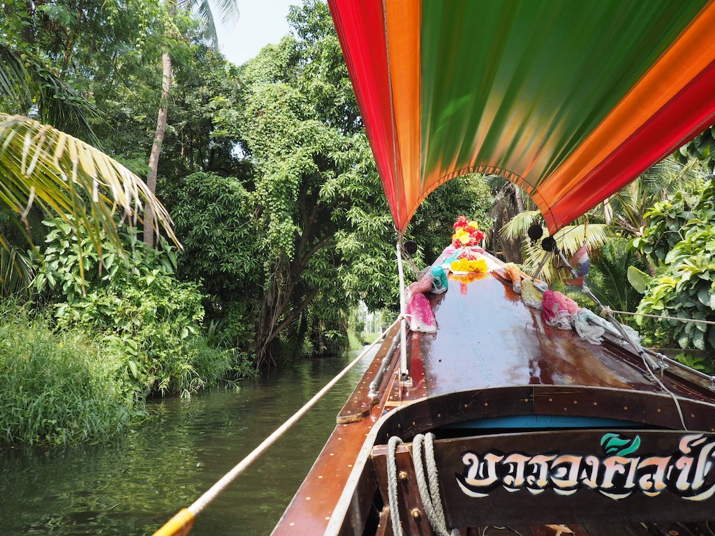 Longtail boat ride to floating market