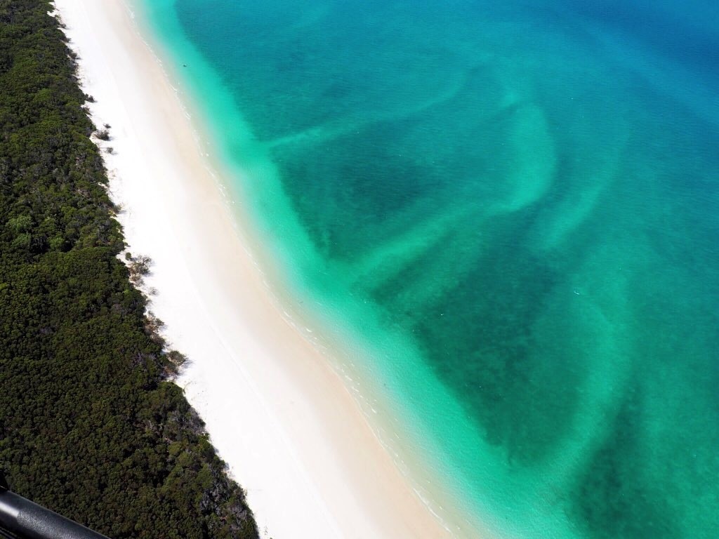 Flying over Whitehaven Beach in the Whitsundays