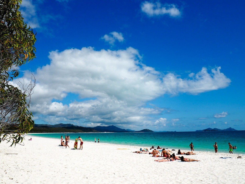 Hanging out at Whitehaven Beach on a day trip with Cruise Whitsundays