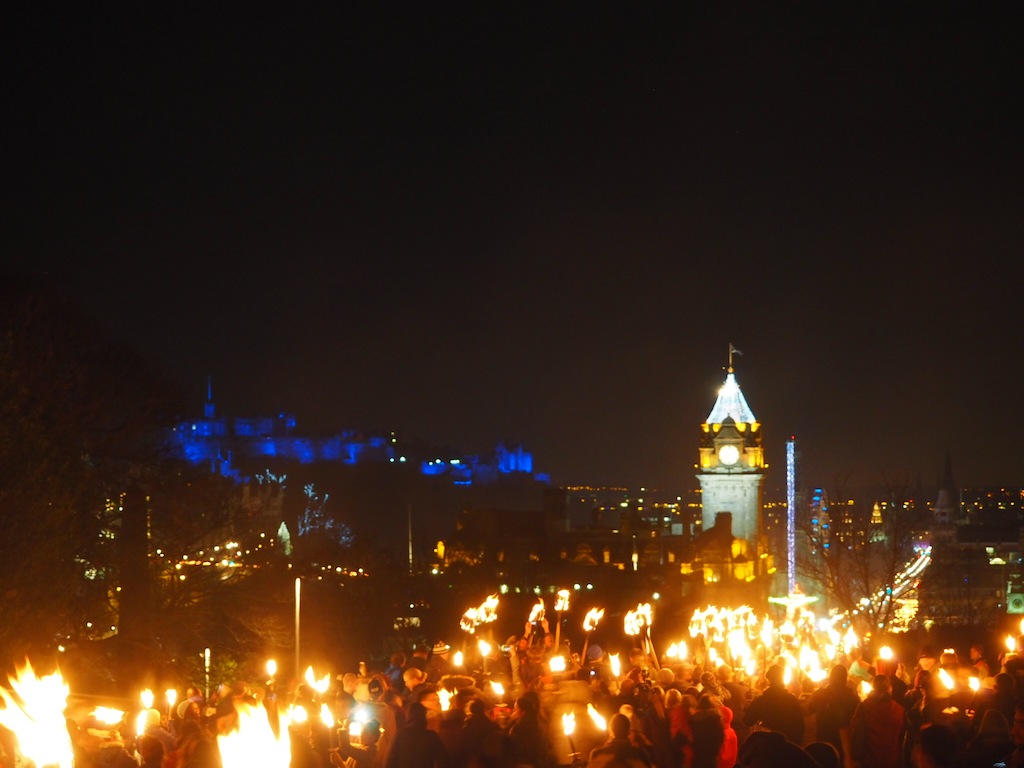 The procession lights the streets of Edinburgh