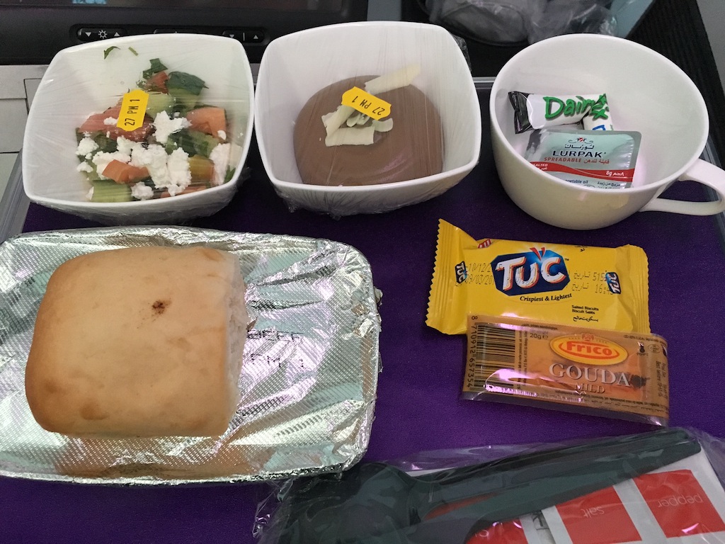 The meal presentation was not as good as some other airlines PE - but it all tasted rather good