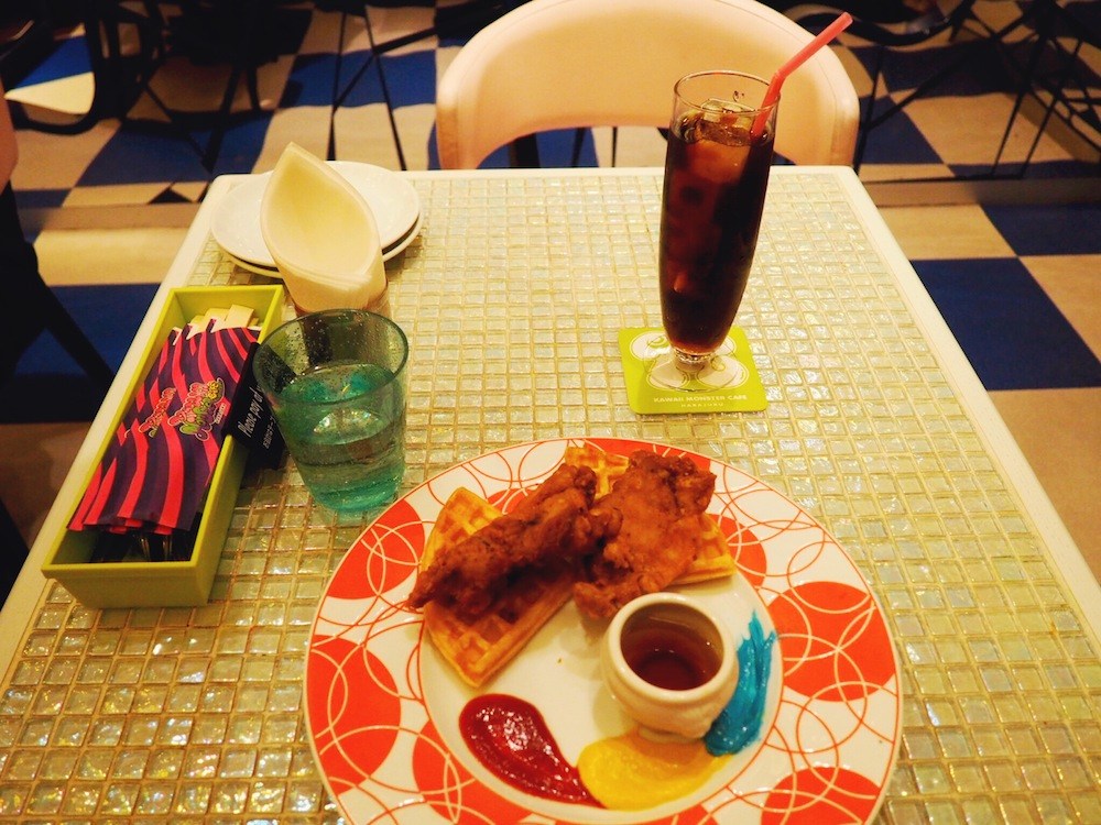 Chicken and waffles at Kawaii Monster Cafe Tokyo