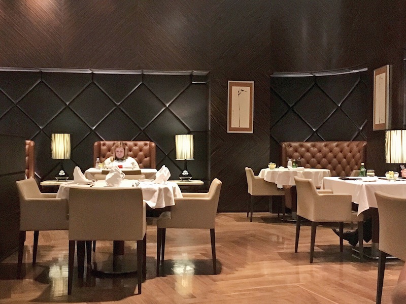 Elegant decor in the dining area of The Private Room at Singapore Airport