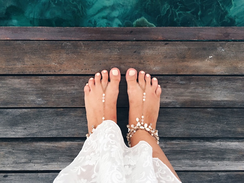 Barefoot sandals in the Maldives