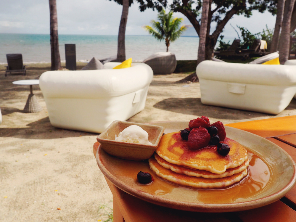 Pancakes on the beach at Waitui Beach Club Fiji