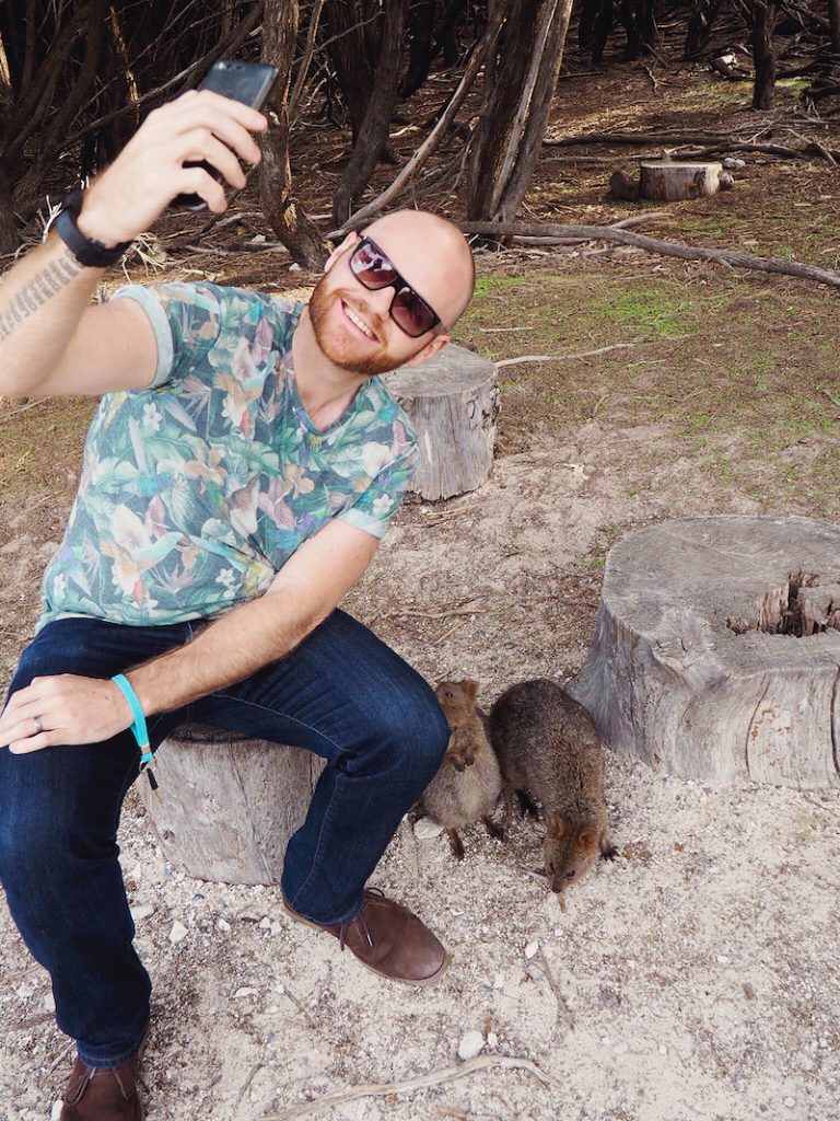 Justin has a go at a quokka selfie