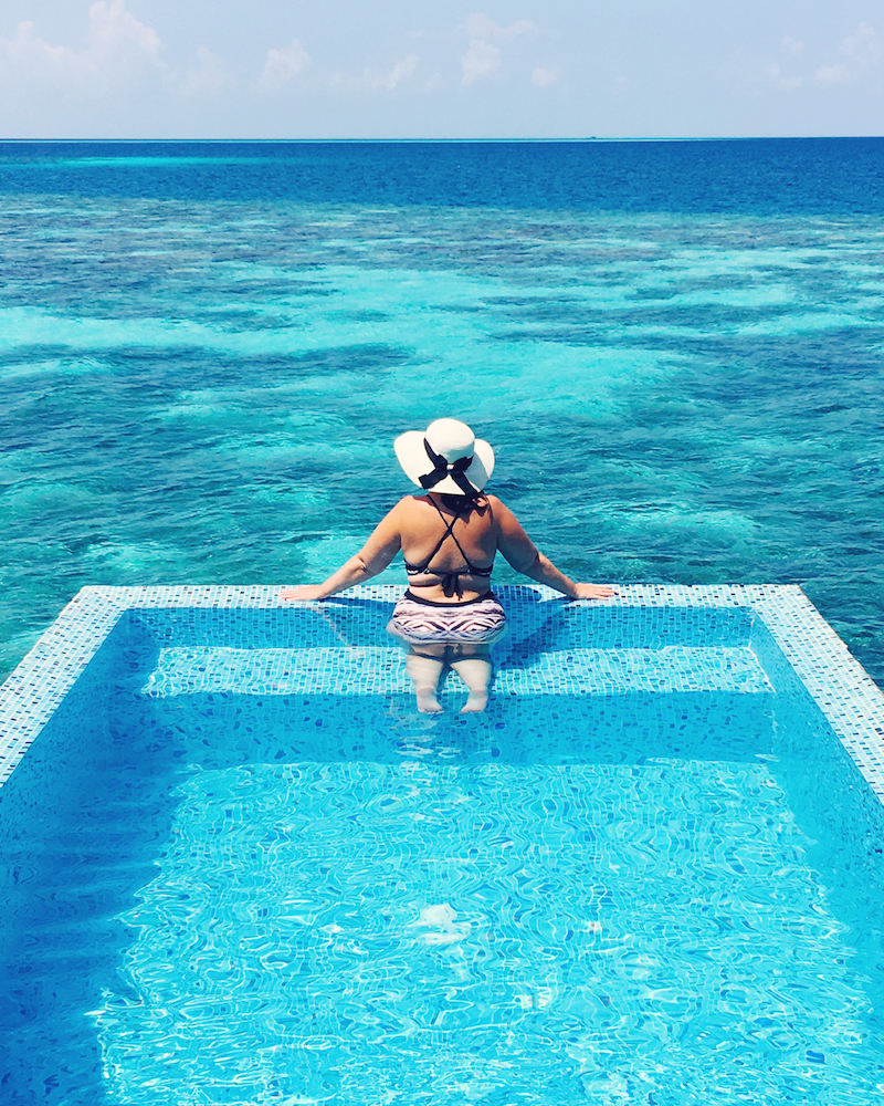 Soaking up the view from our private pool