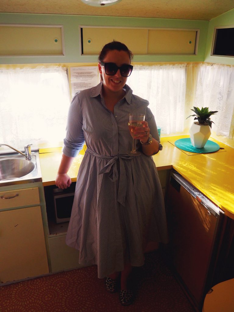 Retro glam caravan at Kanasta Caravan Park in Rye