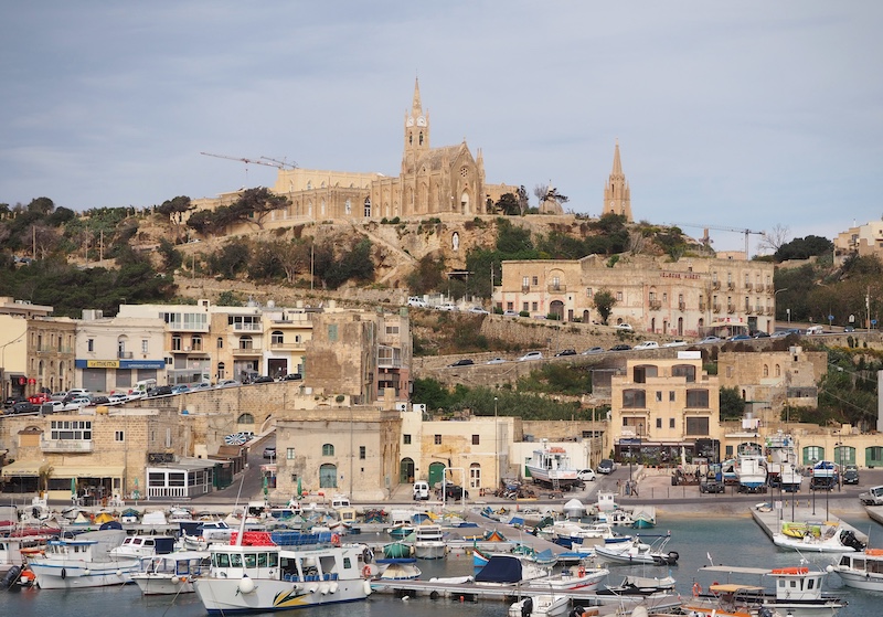 View of Gozo as you arrive by ferry