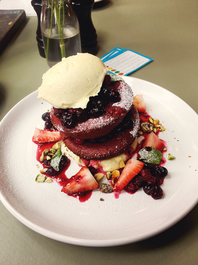 red velvet hotcakes from Mini Bar Melbourne