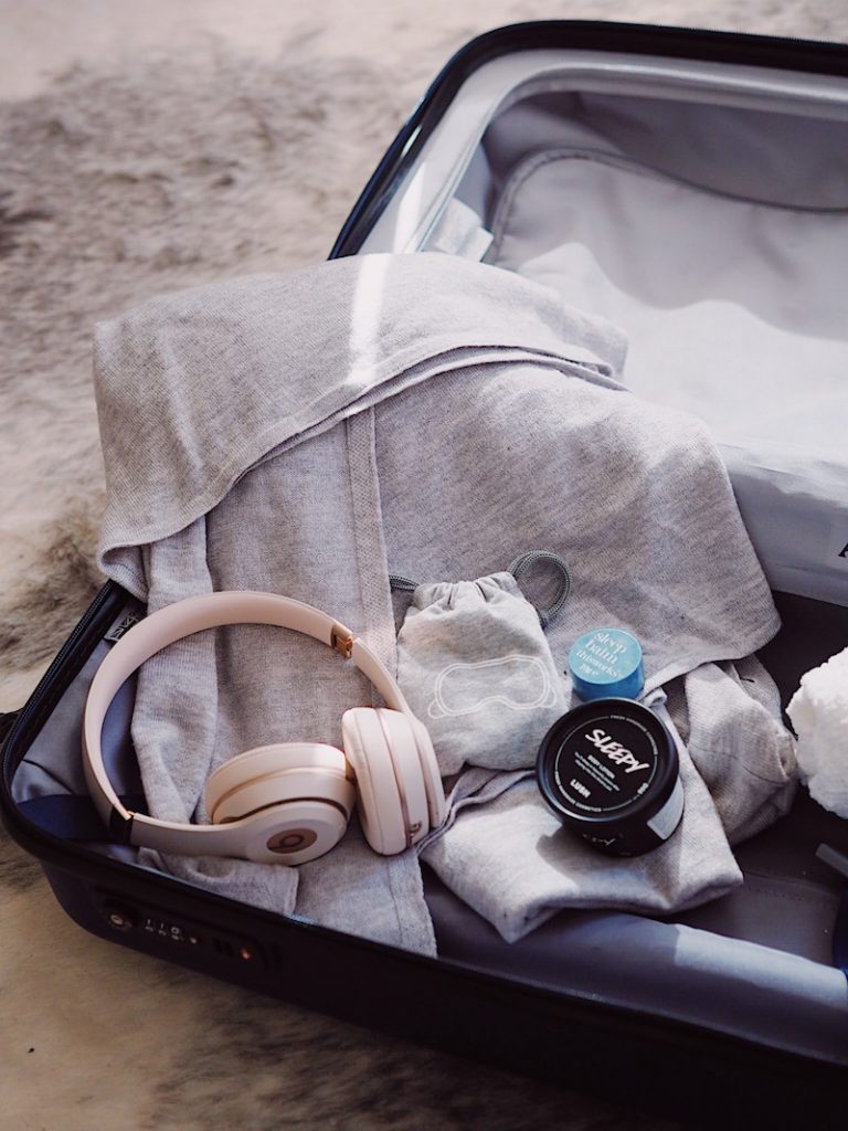 Hand luggage essentials for sleeping on a plane