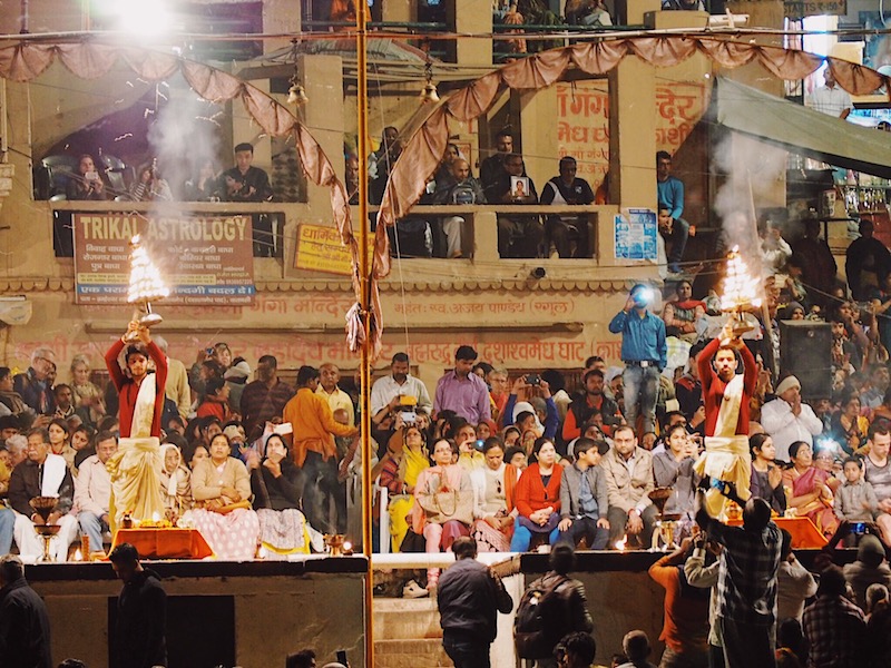 Daily aarti on River Ganges - Visiting Varanasi & River Ganges – India’s Holy City That Moved Me ourtravelhome.com